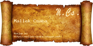 Mallek Csaba névjegykártya